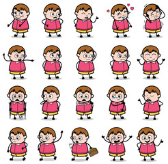 Cartoon Fat Boy Poses Set - Various Concepts Vector illustrations