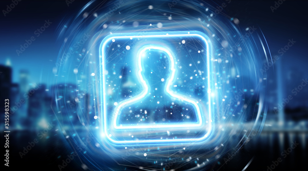 Poster Digital blue holographic user interface 3D rendering