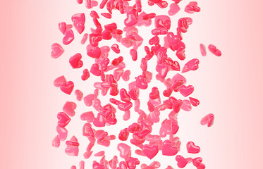 Red falling hearts Valentine day background