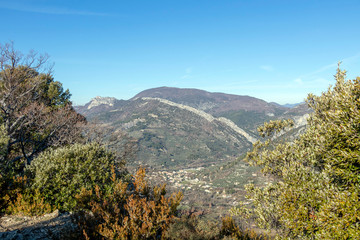 Secret Provence : Mountain landscape and evergreen mediterranean forest in Baronnies Regional Park, France