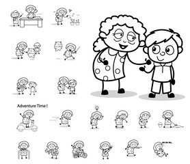 Collection of Old Granny- Different Concepts Vector illustrations