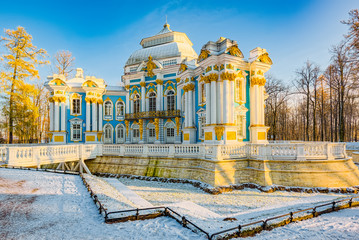 Hermitage Pavilion in Tsarskoye Selo (Pushkin) suburb of Saint Petersburg. Russia.