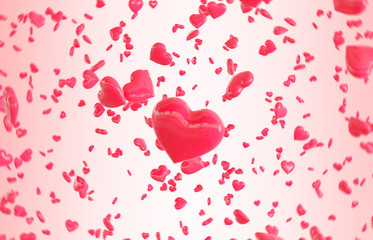 Red falling hearts Valentine day background