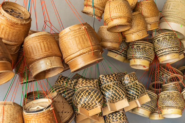 Obraz premium Souvenir market at Luang Prabang in Laos. Homemade artworks by local people.