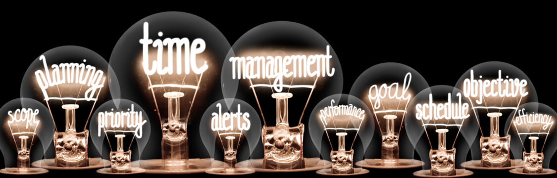 Light Bulbs with Time Management Concept
