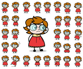 Lots of Intelligent Girl Poses - Set of Concepts Vector illustrations
