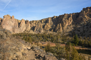 Rocks in a beautiful, beautiful canyon, desert river, Smith Rock State Park, Oregon