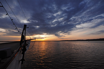 Fototapeta na wymiar evening sighteeing cruise on the lake Balaton, Hungary