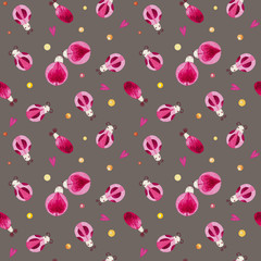 Obraz premium Valentine's day seamless pattern with ladybugs black background