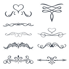 Set of Vintage ornaments swirls and scrolls decorations design elements.