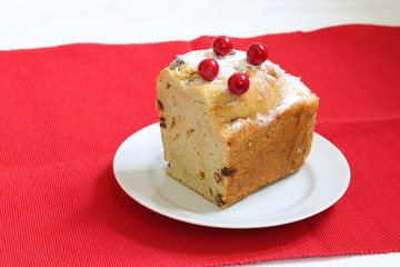 Christmas cupcake on a red background