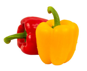 yellow and red bell pepper isolated on white background
