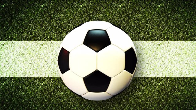 Soccer Ball On Field Stadium green grass Background 4K video