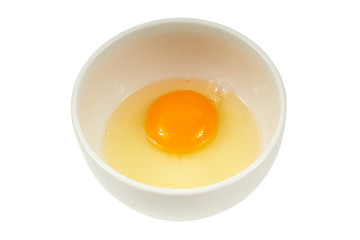 egg in a bowl isolated on white