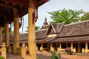 Wat Sisaket Temple in Vientiane city Old architecture and buddha statues (Vientiane, Laos)