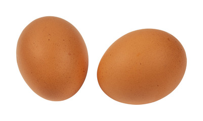 two eggs isolated on white background