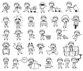 Various Retro Comic Repairman - Set of Concepts Vector illustrations