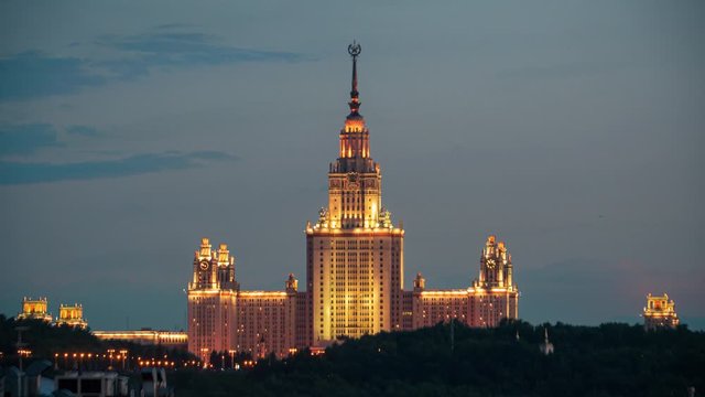 Day to Night Timelapse in Moskow, City footage