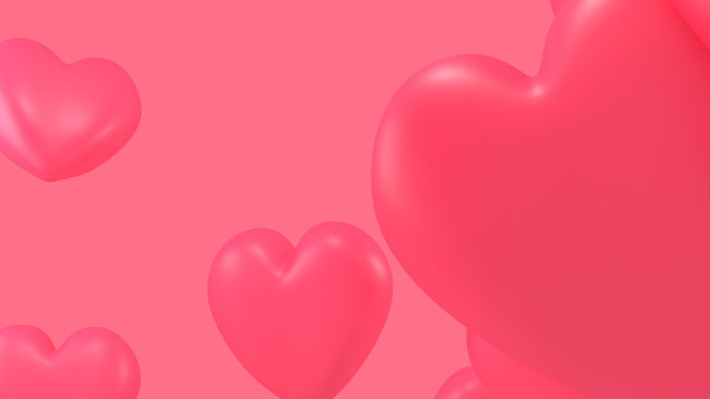 3D Floating Hearts Background 