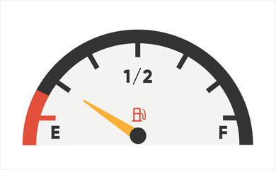 Fuel gauge icon. Gasoline indicator. Fuel indicator isolated on white. Vector illustration