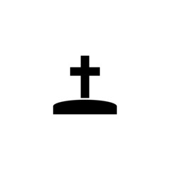 Christian grave icon with cross, vector illustration on white background