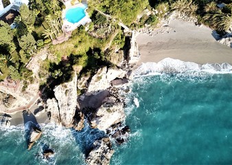 Drone photography of Nerja Spain coastline