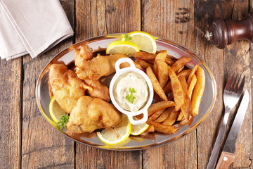 traditional fish and chips- tartar sauce