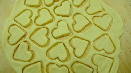 Heart shaped cookies on the table. Sweet pastries for your design.