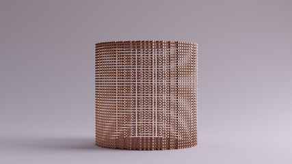 Bronze Cylinder Made out of Lots of Small Cubes with a Visual Aliasing Stroboscopic Effect 3d illustration 3d render