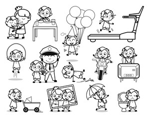 Retro Cartoon Office Guy - Set of Concepts Vector illustrations