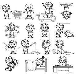Various Retro Comic Office Guy - Set of Concepts Vector illustrations