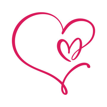 Vector Vintage floral monogram heart. Calligraphy element Valentine flourish logo frame. Hand drawn heart sign for page decoration and design illustration. Love wedding card or invitation