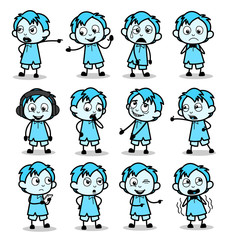 Vintage Comic Office Guy Poses - Set of Concepts Vector illustrations