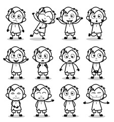 Cute Black and White Office Guy - Set of Concepts Vector illustrations