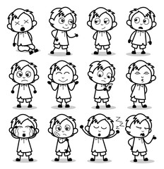 Poses Drawing of Office Guy - Set of Concepts Vector illustrations