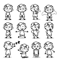 Drawing of Comic Office Guy Poses - Set of Concepts Vector illustrations