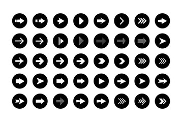 Arrow buttons in round shape. Set of flat icons, signs, symbols arrow for interface design, web design, apps and more.