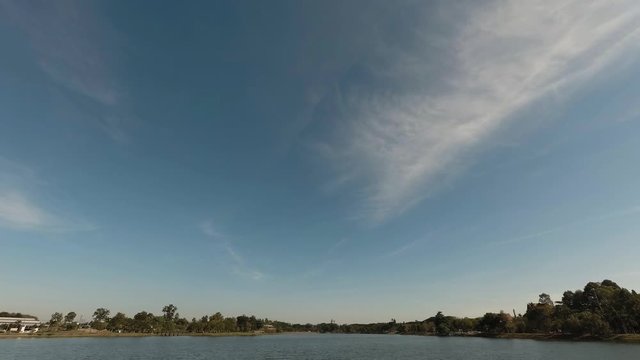 Timelapse of blue sky with cloud. It's good weather and good time for travelling on holiday.