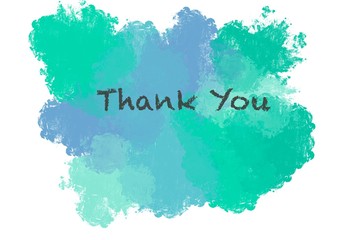 Obraz premium Green blue teal thank you paint puff card background