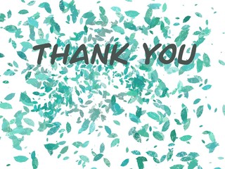 Thank you green blue teal leaf card background
