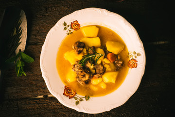 Beef chunky stew with potatoes, homemade style.