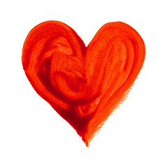 Watercolor red heart illustration, sketch on a white background.