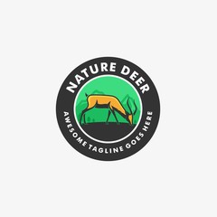Vector Logo Illustration Nature Deer Vintage Badge