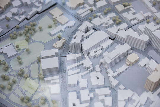 Scale model for an office district