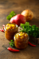 Homemade mango pear chutney