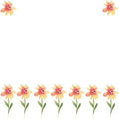 Background from watercolor orange  flowers on a white background. Use for wedding invitations, birthdays, menus and decorations