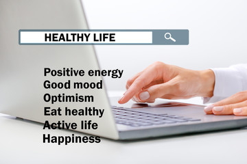 Healthy Life Plan Concept. Woman makes a plan to improve your health.