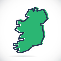 Stylized simple outline map of Ireland
