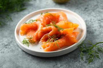 Smoked salmon with dill and mustard sauce