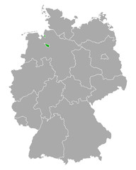 Fototapeta premium Karte von Bremen in Deutschland